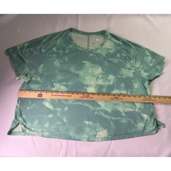 The North Face Womens 2X Green Tie Dye Boxy Cropped Short Sleeve Performance Tee - Picture 6 of 7